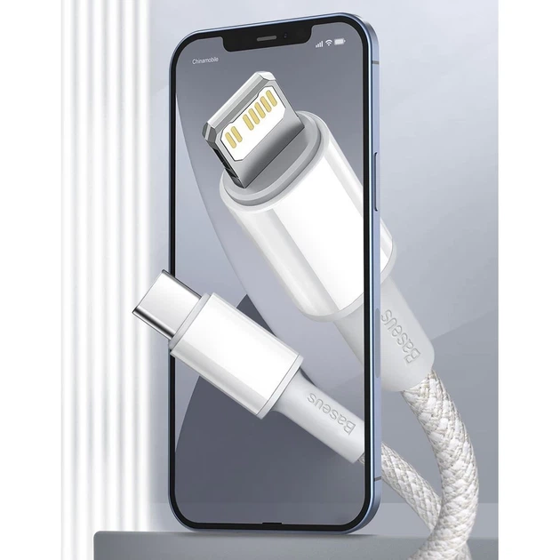 Кабель Baseus High Density Braided USB-C to Lightning 1m White (CATLGD-02) - Фото 12 Кабель Baseus High Density Braided USB-C to Lightning 1m White (CATLGD-02) - изображение 12