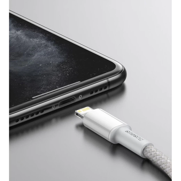 Кабель Baseus High Density Braided USB-C to Lightning 1m White (CATLGD-02) - Фото 14 Кабель Baseus High Density Braided USB-C to Lightning 1m White (CATLGD-02) - изображение 14