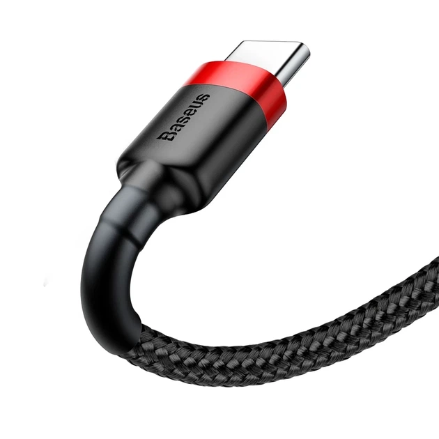 Кабель Baseus Cafule USB-A to USB-C 1m Black/Red (CATKLF-B91) - изображение 2