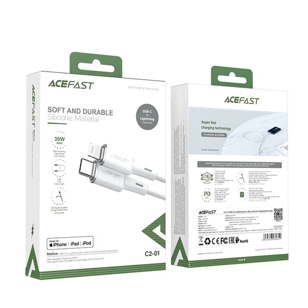 Кабель Acefast MFI USB-C to Lightning 1.2m 30W Black (C2-01 Black) - изображение 10