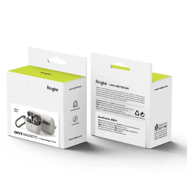 Чехол для наушников Ringke Onyx Magnetic для Samsung Galaxy Buds 3 | 3 Pro Warm Grey with MagSafe (8809961787935) - изображение 8