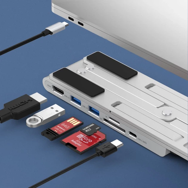 Док-станция для ноутбука Choetech 2xUSB-A/USB-C/HDMI/TF/SD Silver (HUB-M43-SL) - Фото 7 Док-станция для ноутбука Choetech 2xUSB-A/USB-C/HDMI/TF/SD Silver (HUB-M43-SL) - изображение 7
