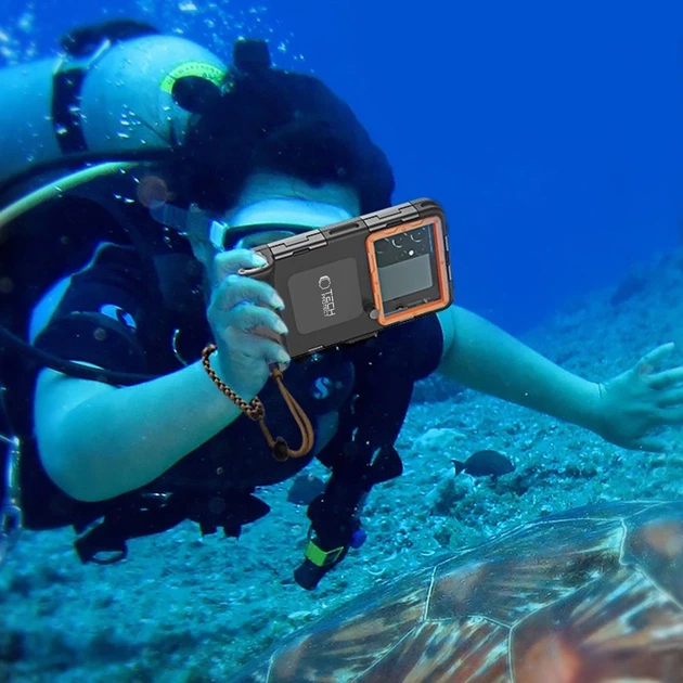 Водонепроницаемый чехол Tech-Protect IPX8 Universal Diving Waterproof Case Black Orange (5906302310234) - изображение 6