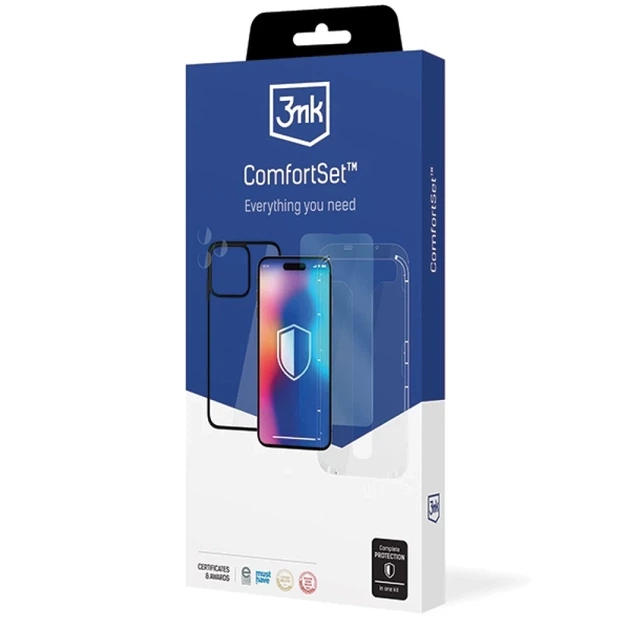 Чехол и защитное стекло 3mk Comfort Set 4in1 для iPhone 15 Pro Max Clear Black (5903108536622) - изображение 2