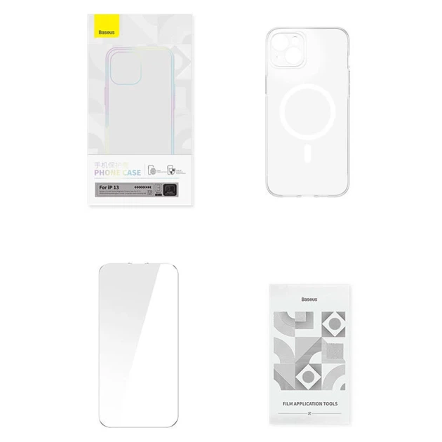 Чехол и защитное стекло Baseus Magnetic Crystal Clear with Cleaner Kit для iPhone 13 Transparent with MagSafe (ARSJ010602) - изображение 10