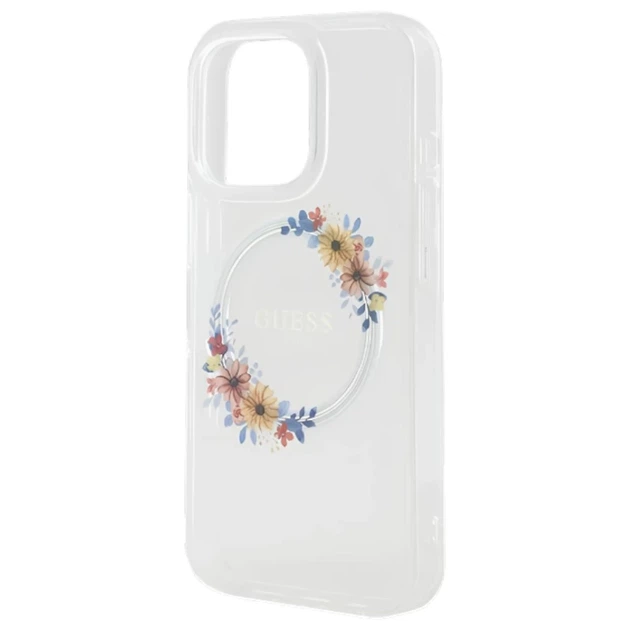 Чехол Guess IML Flowers Wreath для iPhone 16 Pro Transparent with MagSafe (GUHMP16LHFWFCT) - изображение 6