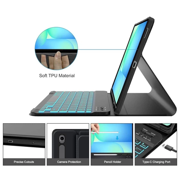 Чехол-клавиатура Tech-Protect SC Pen + Keyboard для Samsung Galaxy Tab S10 FE Plus (X626) Black (5906302368259) - изображение 4