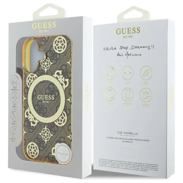 Чохол Guess IML Peony On 4G Background для iPhone 16 Brown with MagSafe (GUHMP16SH4PYEEW) - зображення 8