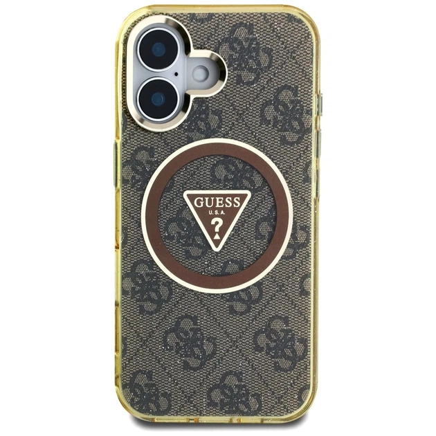 Чохол Guess IML Metal Glitter 4G Circle Triangle для iPhone 16 Brown with MagSafe (GUHMP16SHG4PRTGW) - зображення 3