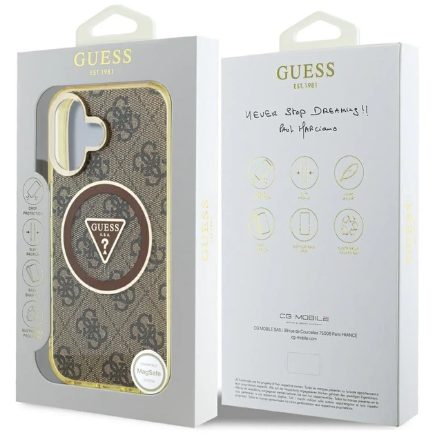 Чохол Guess IML Metal Glitter 4G Circle Triangle для iPhone 16 Brown with MagSafe (GUHMP16SHG4PRTGW) - зображення 8