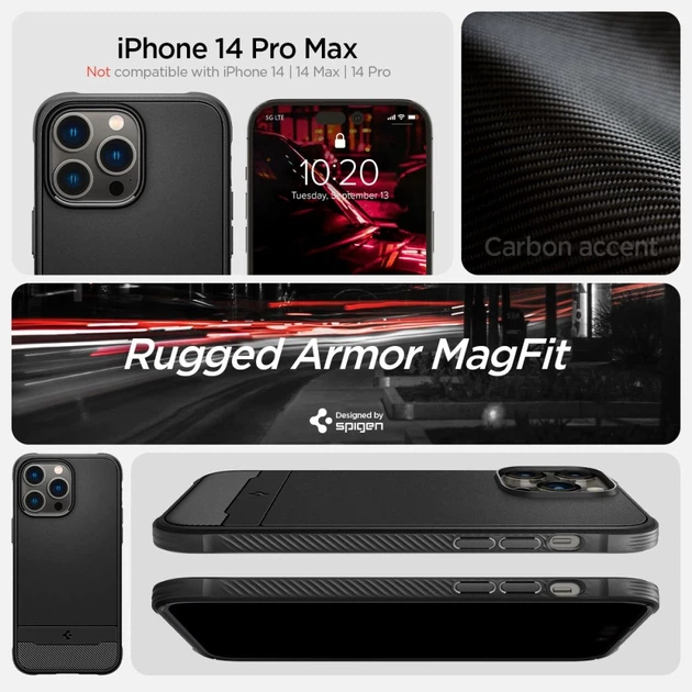 Чохол Spigen Rugged Armor для iPhone 14 Pro Max Matte Black with MagSafe (ACS04812) - зображення 9