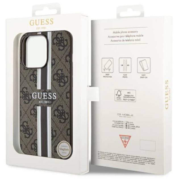 Чохол Guess 4G Printed Stripes для iPhone 13 Pro Brown with MagSafe (GUHMP13LP4RPSW) - зображення 8