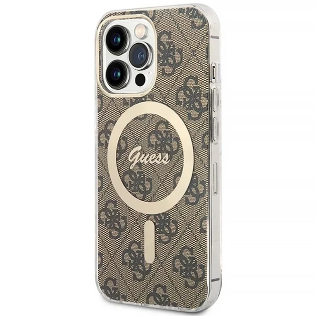 Чохол із зарядним пристроєм Guess 4G Print + Charger Set для iPhone 13 Pro Brown with MagSafe (GUBPP13LH4EACSW) - зображення 2