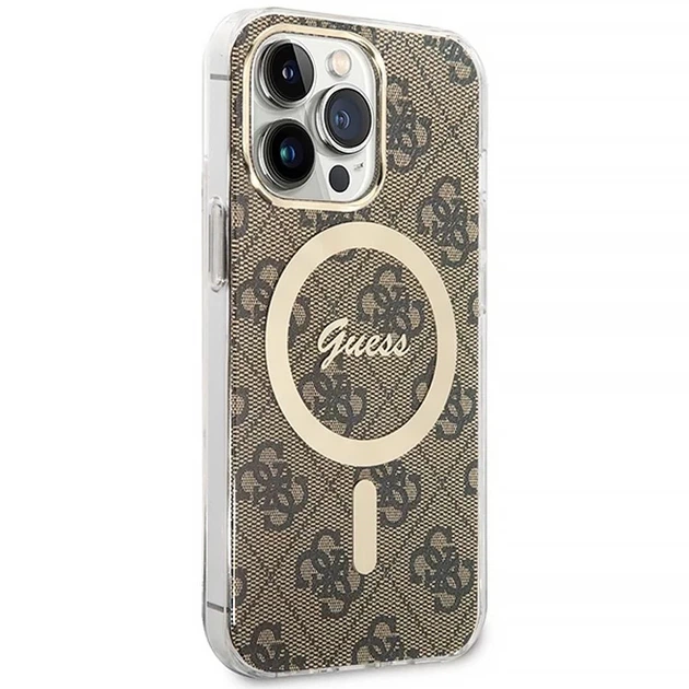Чохол із зарядним пристроєм Guess 4G Print + Charger Set для iPhone 13 Pro Brown with MagSafe (GUBPP13LH4EACSW) - зображення 4