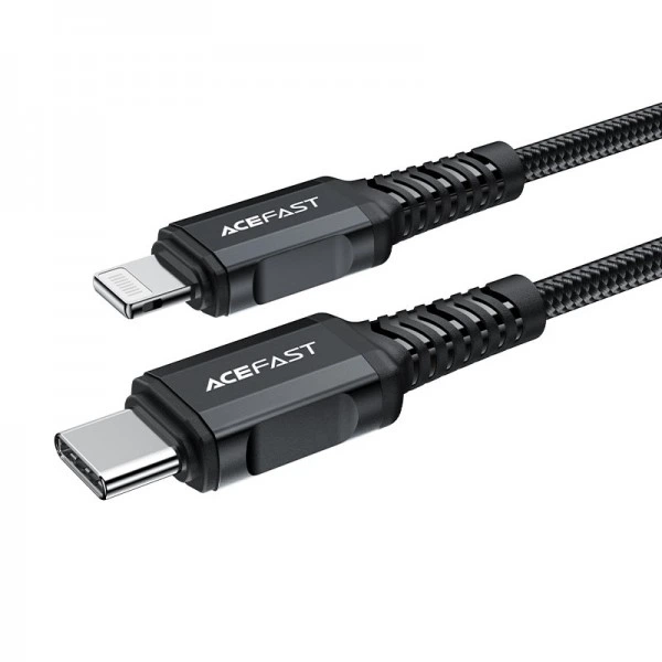 Кабель ACEFAST C4-01 Type-C to iP 3A, 30W, 1.8m, nylon, zinc connectors, Black (6974316281306) (20157) - Фото 3 Кабель ACEFAST C4-01 Type-C to iP 3A, 30W, 1.8m, nylon, zinc connectors, Black (6974316281306) (20157) - изображение 3