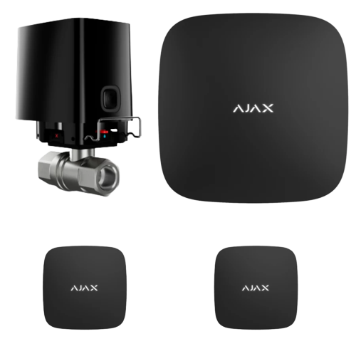 Комплект антипотоп 1/2" Ajax Hub 2, кран Ajax WaterStop, 2 датчика протечки Ajax LeaksProtect (Black) - Фото 1 Комплект антипотоп 1/2" Ajax Hub 2, кран Ajax WaterStop, 2 датчика протечки Ajax LeaksProtect (Black) - изображение 1
