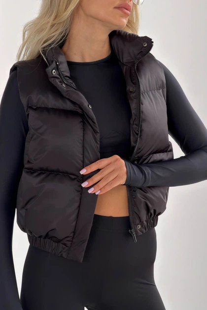 Укорочений Жилет Jadone Fashion Скай XS-S чорний - Фото 6 Укорочений Жилет Jadone Fashion Скай XS-S чорний - зображення 6