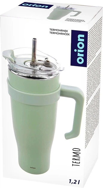 Термокружка Orion з ручкою сталева Салатова 1.2 л (8592381223519) - зображення 2