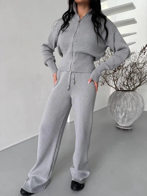 Трикотажный костюм-двойка One size Светло-серый (1045) - изображение 5