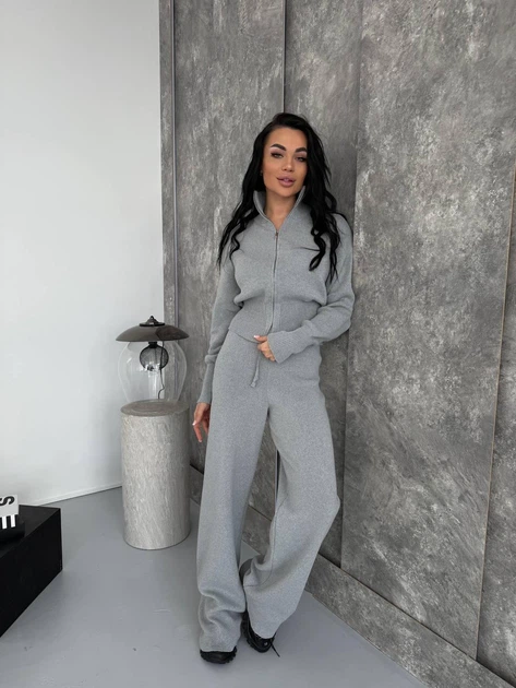 Трикотажный костюм-двойка One size Светло-серый (1045) - изображение 8