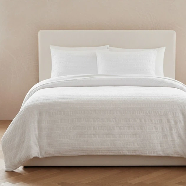 Komplet pościeli Homla Reya Poszewka na kołdrę 220 x 200 cm + 2 poszewki na poduszki 50 x 60 cm z mikrofibry z dekoracyjną teksturą biały (5906496767418) - obraz 2