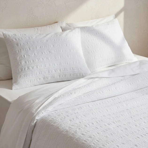 Komplet pościeli Homla Reya Poszewka na kołdrę 220 x 200 cm + 2 poszewki na poduszki 50 x 60 cm z mikrofibry z dekoracyjną teksturą biały (5906496767418) - obraz 3