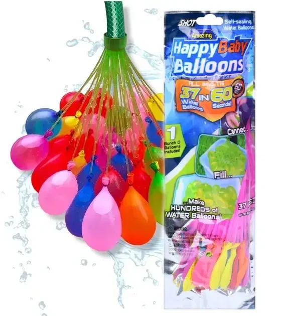 Водяные разноцветные бомбочки-шарики Happy Baby Balloons (37 шт) - изображение 2