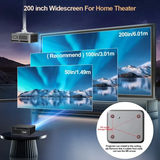 Проектор ThundeaL TD98Pro 3000 ANSI | 4K Decoding | Android 11 | WiFi 6 | стереозвук 2×15W | HDR10+ - зображення 6