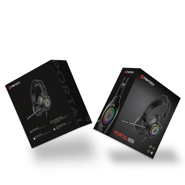Ігрові дротові навушники Fantech HQ55 Portal з інтерфейсами IN і OUT, роз'ємами USB male / TRS Jack 3.5mm Black - зображення 2