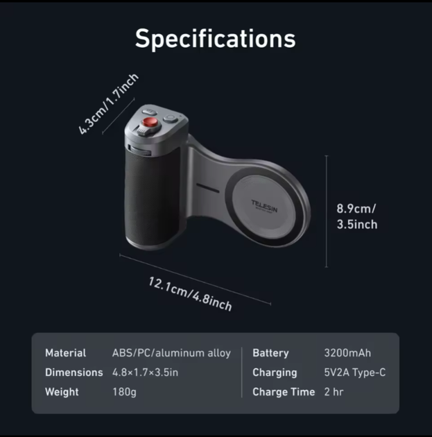 Держатель для айфона TELESIN Master Grip для iPhone 17 Pro +UV фильтр + магнитный свет - изображение 8
