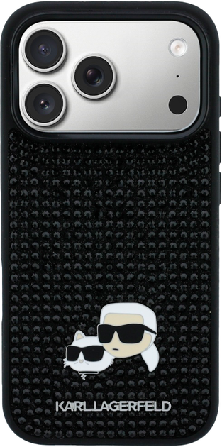 Etui Karl Lagerfeld Rhinestones Karl&Choupette Pin do Apple iPhone 17 Pro Black (3666339603335) - obraz 3
