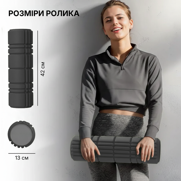 Массажный ролик WCG K3 Premium Foam Roller 42 см, черный, 3D рельеф, EVA, до 200 кг - Фото 7 Массажный ролик WCG K3 Premium Foam Roller 42 см, черный, 3D рельеф, EVA, до 200 кг - изображение 7
