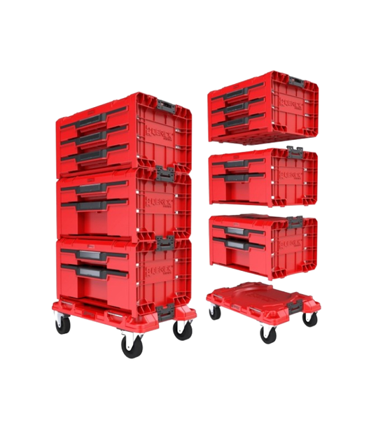 Набор из 3 ящиков для инструментов Qbrick System PRO Drawer Workshop Set 3 2.0 RED с платформой на колесиках, модульные - Фото 2 Набор из 3 ящиков для инструментов Qbrick System PRO Drawer Workshop Set 3 2.0 RED с платформой на колесиках, модульные - изображение 2