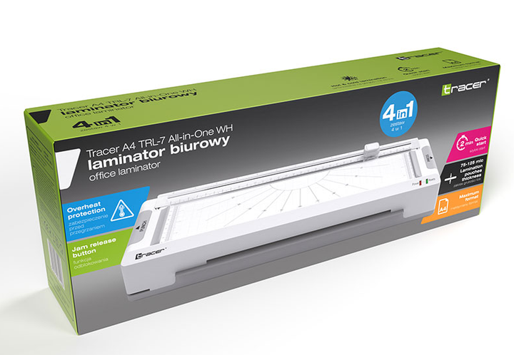 Ламинатор 25см/мин 40 х 15 х 5 см Tracer TRL-7-A4 All-in-One WH TRANIS47269 с холодным и горячим нагревом, белый - изображение 9