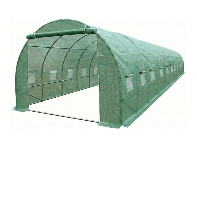 Усиленная садовая теплица парник 30м2 10х3х2 м, LEOBRO Garden Green LB-G126-GRN с рамой из оцинкованной стали, зеленая - изображение 9