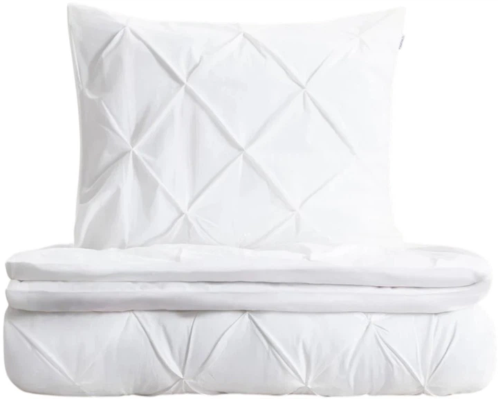 Komplet pościeli Homla Aurea Poszewka na pościel 160 x 200 cm + 2 poszewki na poduszki 50x60 cm z perkal z dekoracyjnym pikowaniem biały (5906496768774) - obraz 1