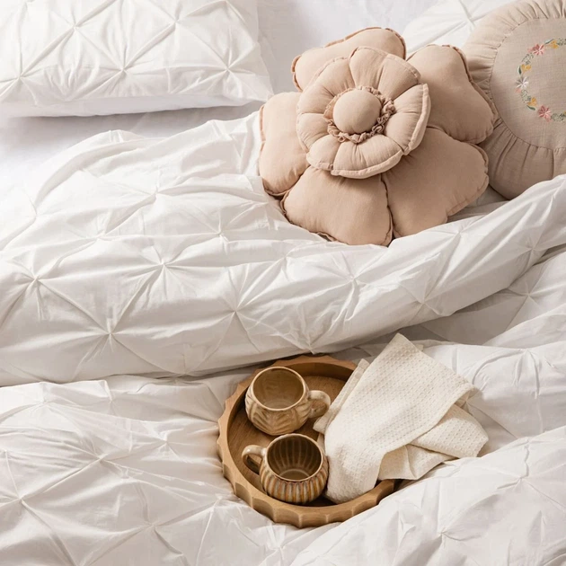 Komplet pościeli Homla Aurea Poszewka na pościel 160 x 200 cm + 2 poszewki na poduszki 50x60 cm z perkal z dekoracyjnym pikowaniem biały (5906496768774) - obraz 6