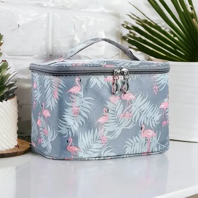 Косметичка велика містка сіра Flamingo - зображення 5