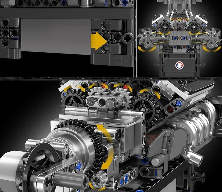 Конструктор двигун і коробка Supercar McL V8 737 деталей Mould King Mking Engine 10206 - зображення 2