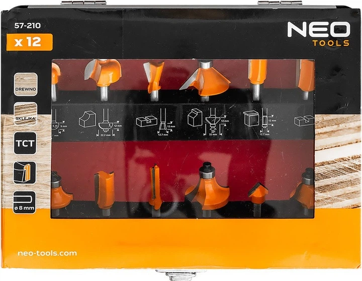 Zestaw frez widiowych NEO Tools 8 mm 12 szt. 57-210 (5906692009435) - obraz 2