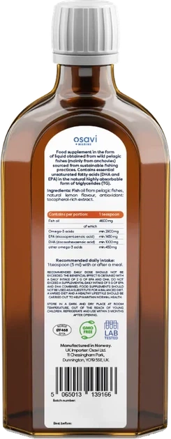 Харчова добавка Osavi Super Omega 2900 мг Лимон 250 мл (5904139923214) - зображення 2