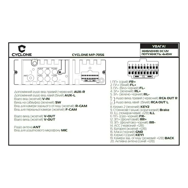 Автомагнітола мультимедійна Cyclone MP-7056 - изображение 5