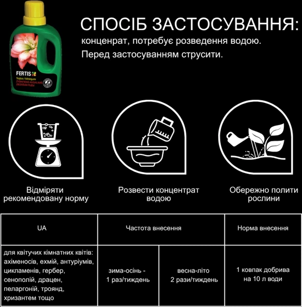 Жидкое удобрение для цветущих растений Fertis без хлора 0,25 л (10508576) 4779039690648 - Фото 2 Жидкое удобрение для цветущих растений Fertis без хлора 0,25 л (10508576) 4779039690648 - изображение 2
