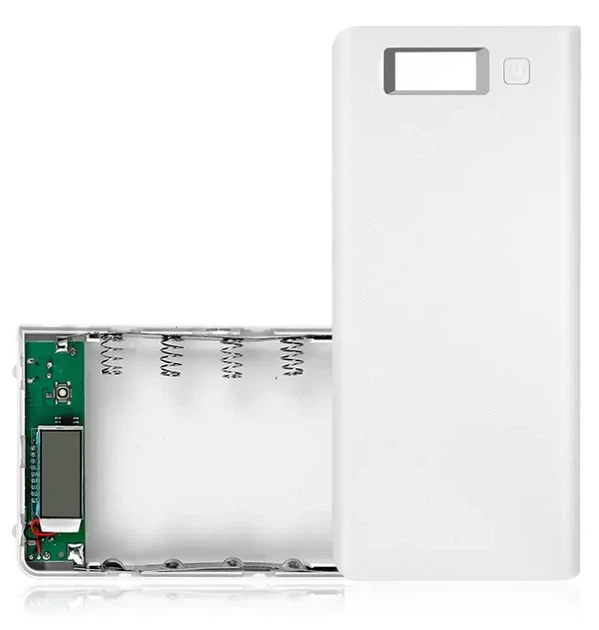 Корпус для повербанка 8×18650 с контроллером, LCD и фонариком (до ~25000 mAh) Белый - Фото 4 Корпус для повербанка 8×18650 с контроллером, LCD и фонариком (до ~25000 mAh) Белый - изображение 4