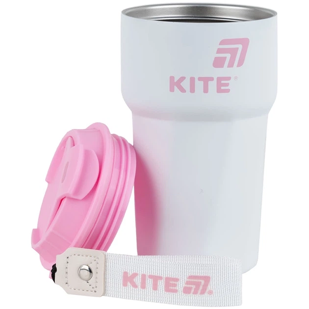 Термокружка Kite K25-1220-3, 450 мл, біло-рожева - Фото 4 Термокружка Kite K25-1220-3, 450 мл, біло-рожева - изображение 4
