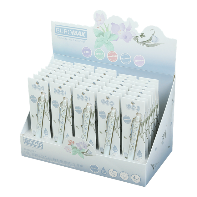 Ручка гелева автоматична Buromax Blossom 0.5 мм синє чорнило ароматний грип (тюльпан) BM.8368-14 - Фото 3 Ручка гелева автоматична Buromax Blossom 0.5 мм синє чорнило ароматний грип (тюльпан) BM.8368-14 - изображение 3