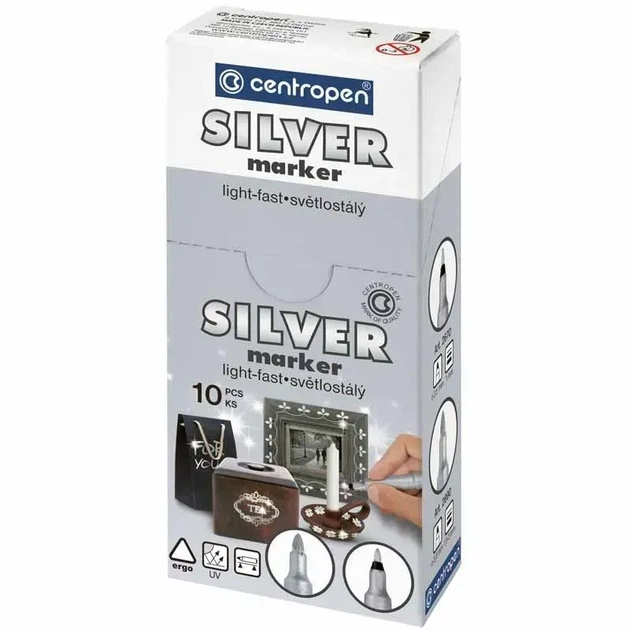 Маркер Centropen Silver 1 мм срібний 2670/13 - изображение 3