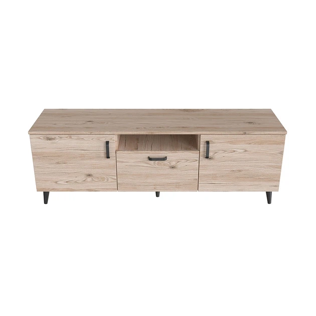 Тумба Лэстер на конусных ножках Ferrum-decor 48x139x38 Черный металл ДСП Дуб Сан-Марино 16 мм (FRD-106806) - Фото 1 Тумба Лэстер на конусных ножках Ferrum-decor 48x139x38 Черный металл ДСП Дуб Сан-Марино 16 мм (FRD-106806) - изображение 1