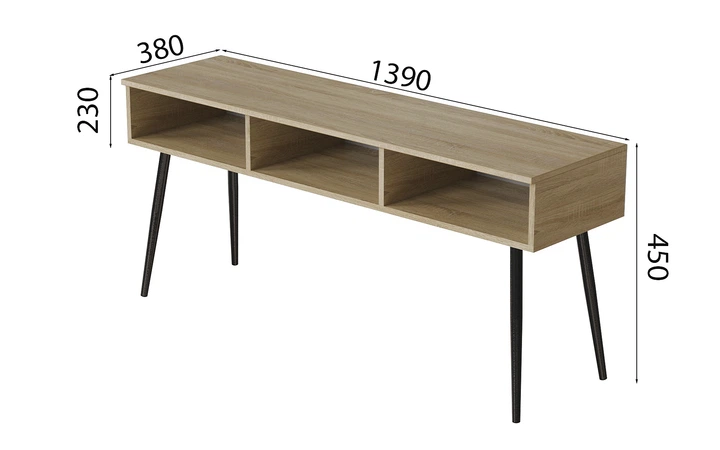Тумба під телевізор Кентук Ferrum-decor 45x139x38 Чорний метал ДСП Дуб Сонома 16 мм (FRD-106730) - зображення 4