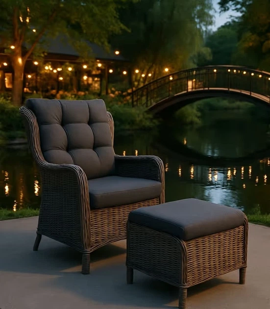 Fotel tarasowy Hedo Sonata z podnóżkiem i poduszkami Szary 100073 (5907184130477) - obraz 8